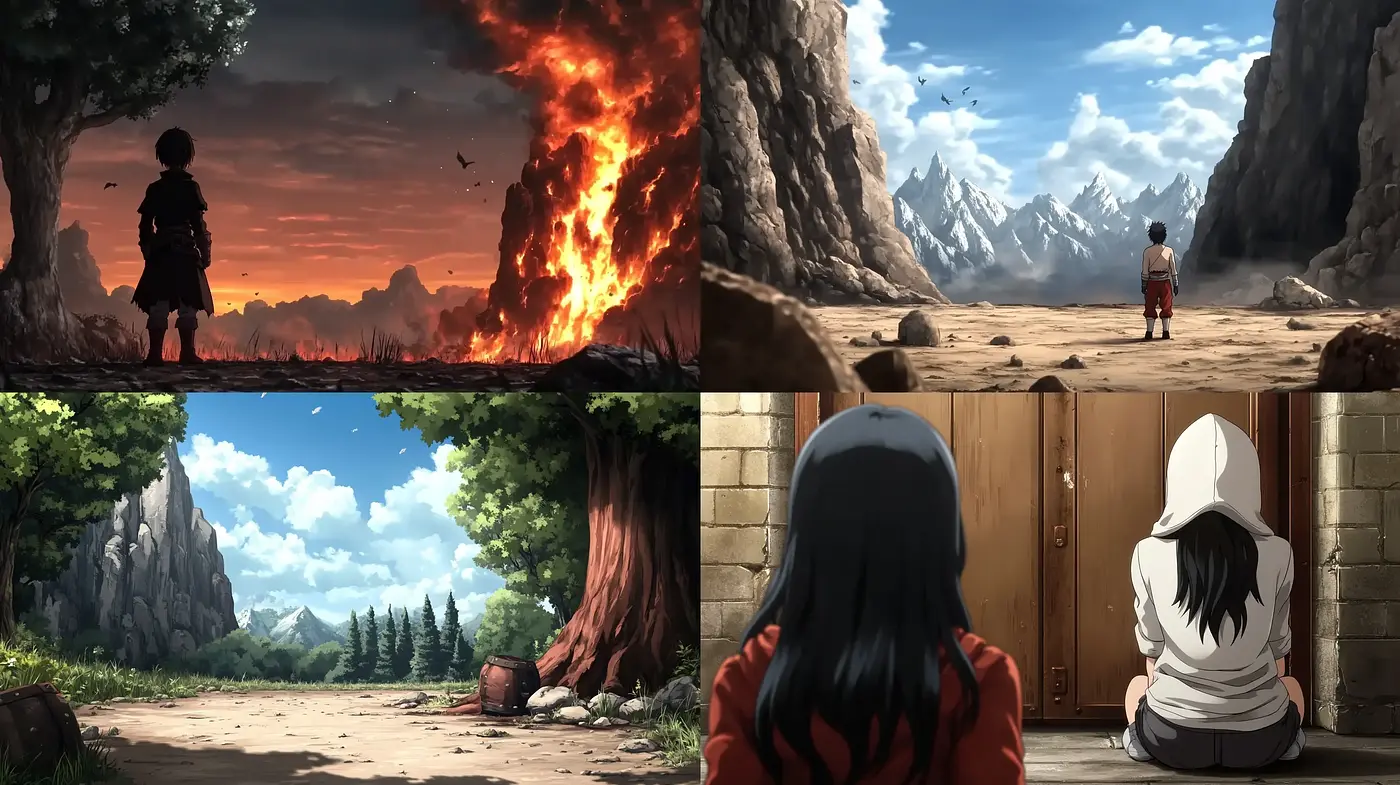 Epic Anime-Inspired Landscapes with Luminous and Vivid Tonality - Midjourney sref style