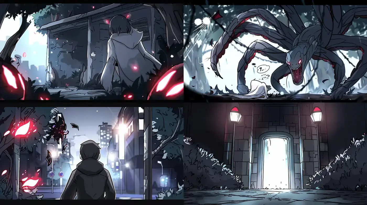 Nocturnal Elegance: Contemporary Synthesis of Manga and Anime with a Dark Twist - Midjourney sref style