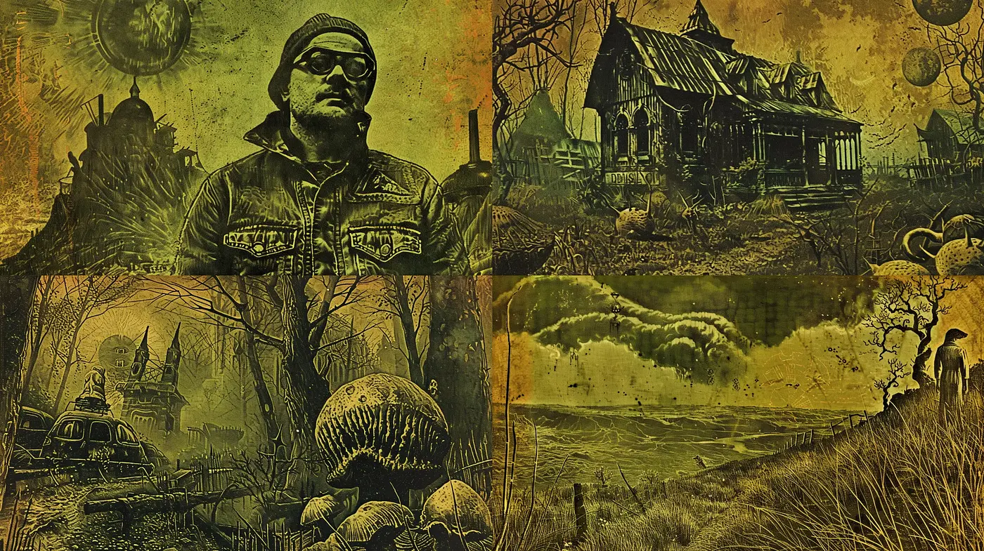 Dystopian Dreams in Sepia: A Homage to Surreal Narratives - Midjourney sref style