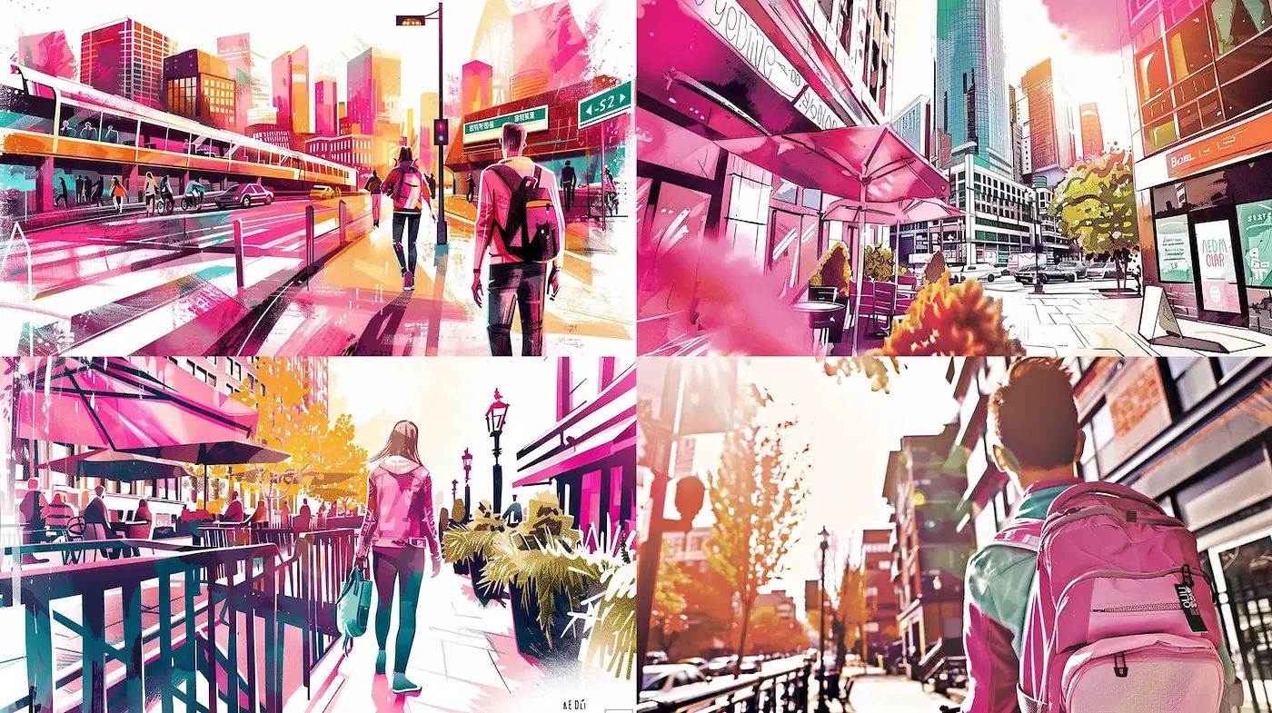 Vibrant Urban Vistas with a Modern Illustrative Style - Midjourney sref style