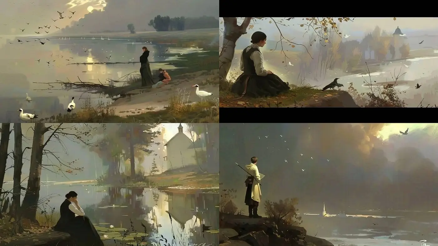 Ethereal Autumnal Reverie: A Homage to Romantic Landscape Painting - Midjourney sref style