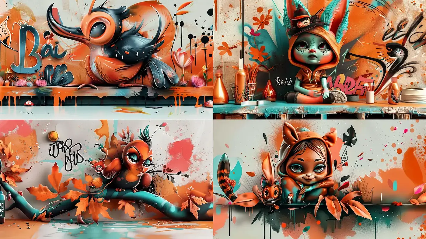 Vibrant and Playful Illustrative Style with Whimsical Elements - Midjourney sref style