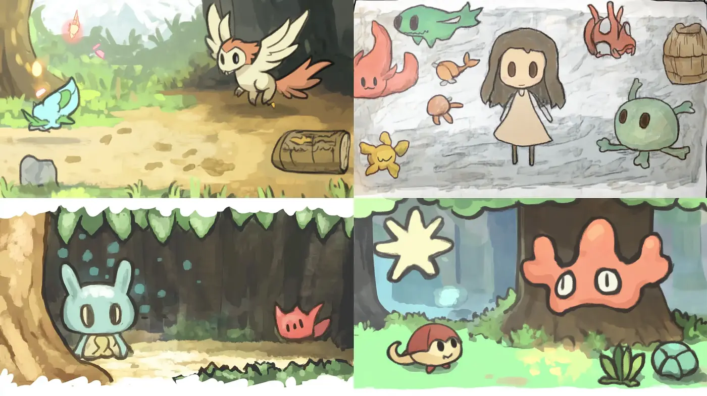 Enchanted Forest Creatures in Stylized Watercolor Ambiance - Midjourney sref style