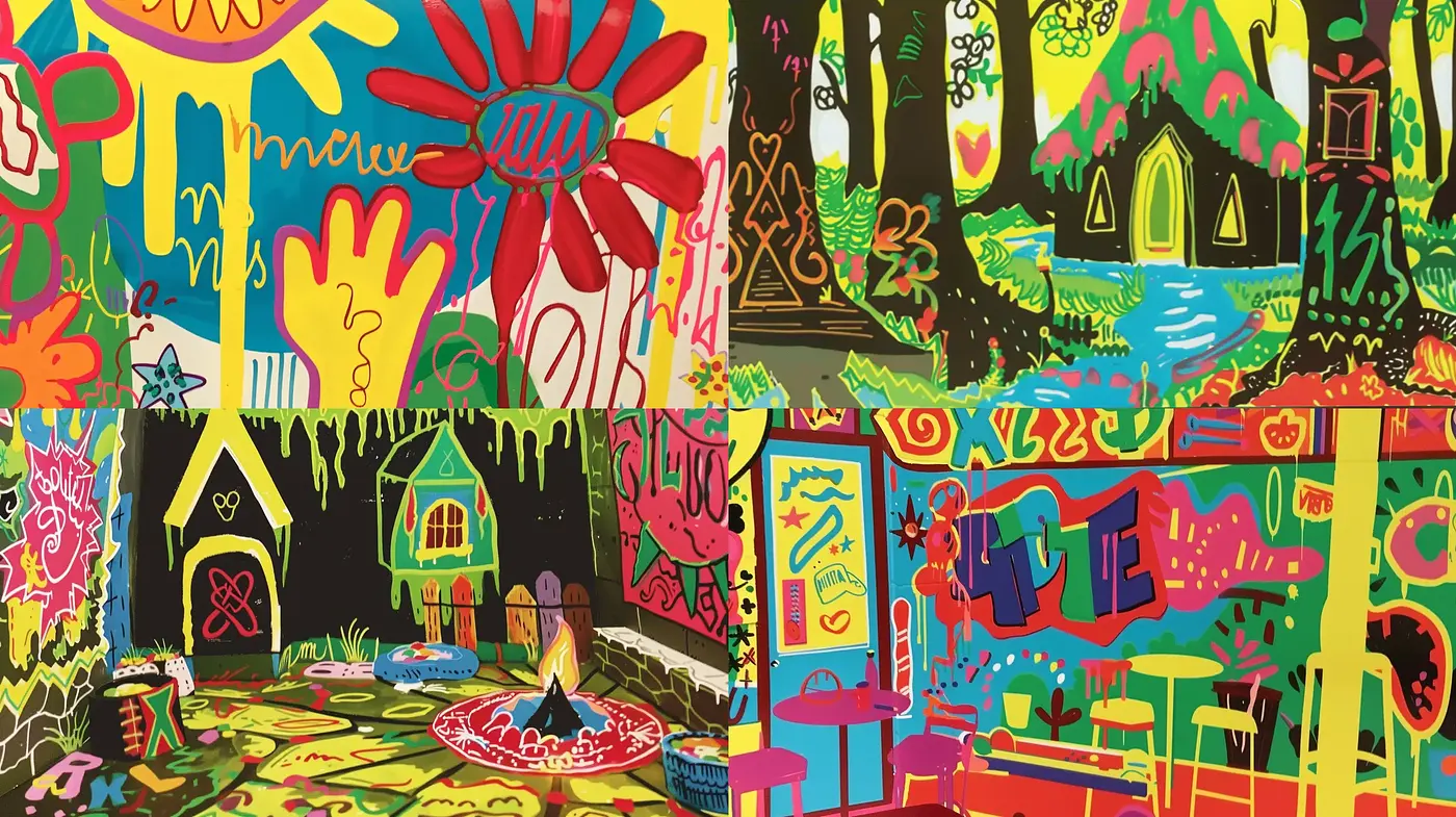Eclectic Vibrancy: A Joyous Melange of Prismatic Artistry - Midjourney sref style
