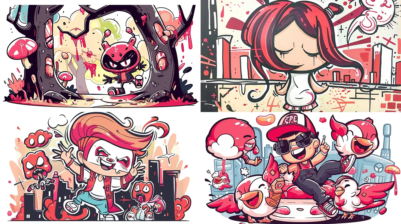 Vibrant and Expressive Pop Art Fusion with Cartoonish Flair - Midjourney sref style