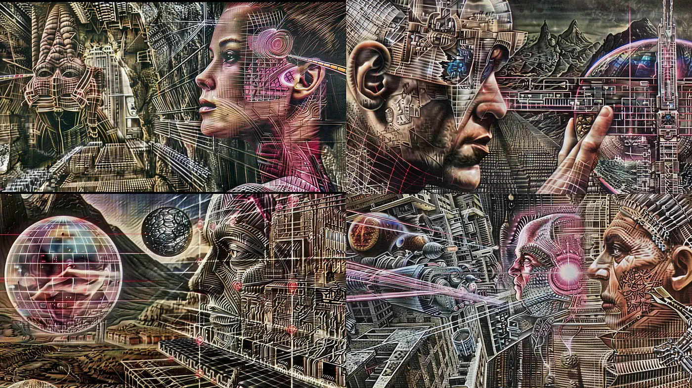 Complex Mecha-Synthetic Fusion in Art - Midjourney sref style