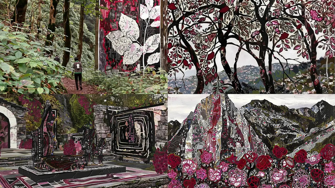Enigmatic Fusion of Nature and Monochrome Ornamentation - Midjourney sref style