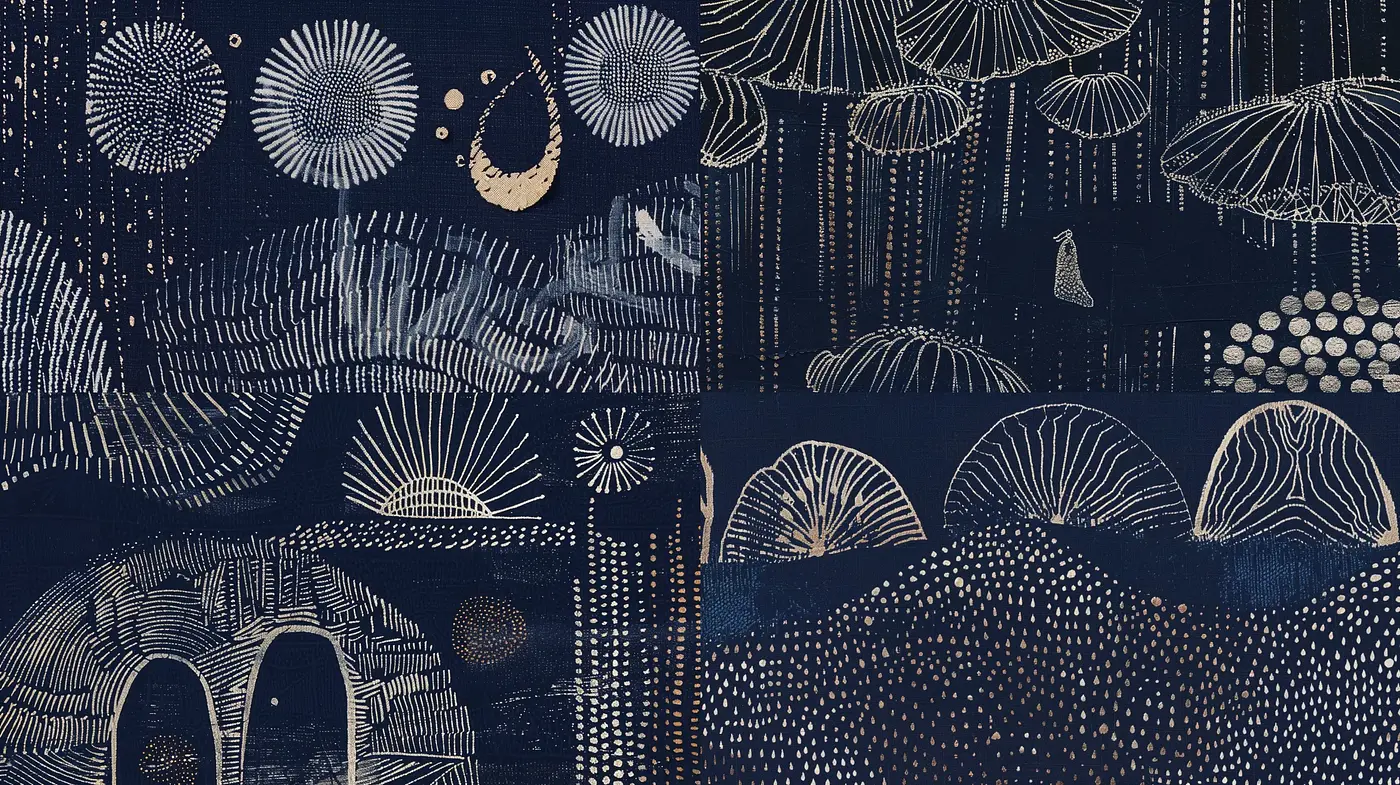 Stellar Night: A Dance of Celestial Textures and Ethereal Tranquility - Midjourney sref style