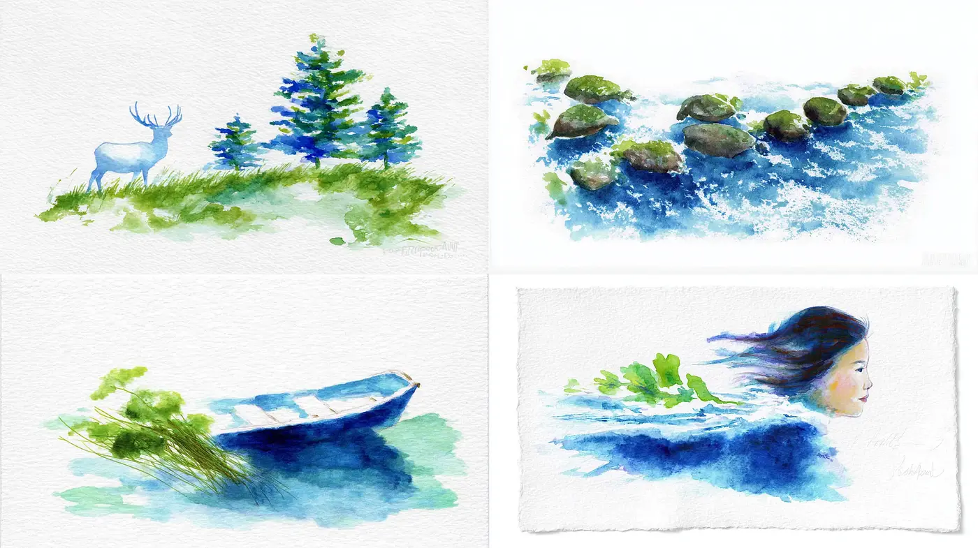 Watercolor Imagery Capturing Nature's Serenity - Midjourney sref style