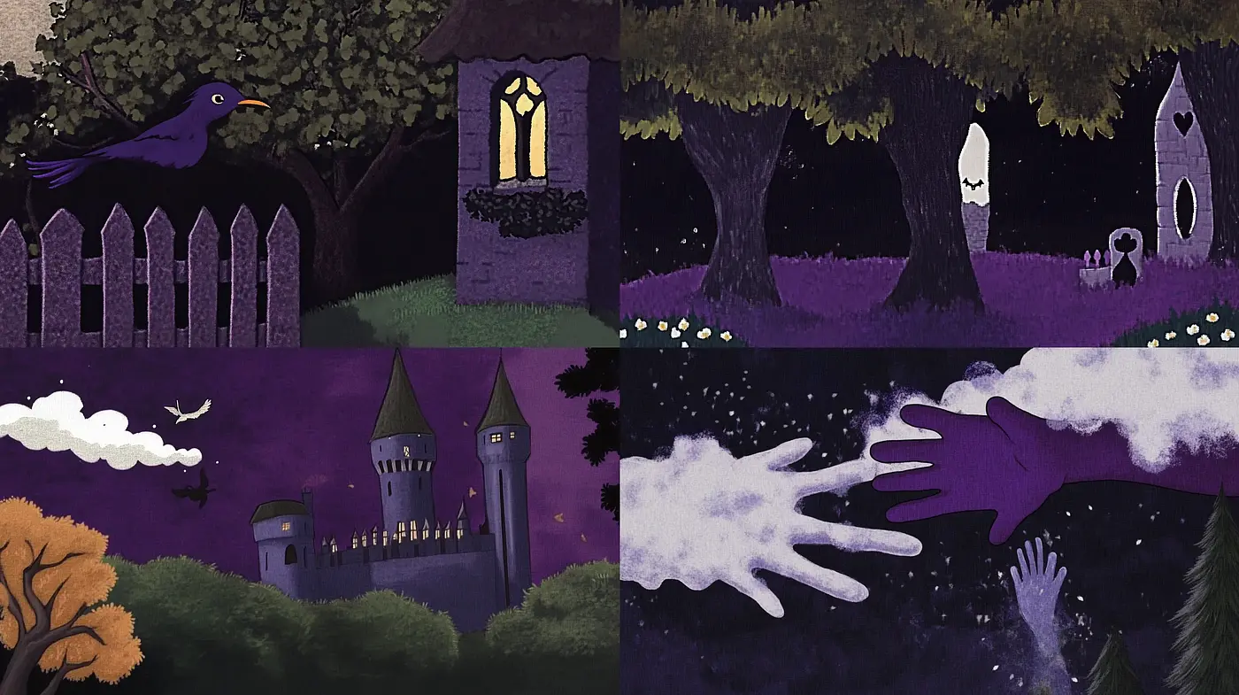 Gothic Whimsy: A Fantasy Noir Fusion - Midjourney sref style