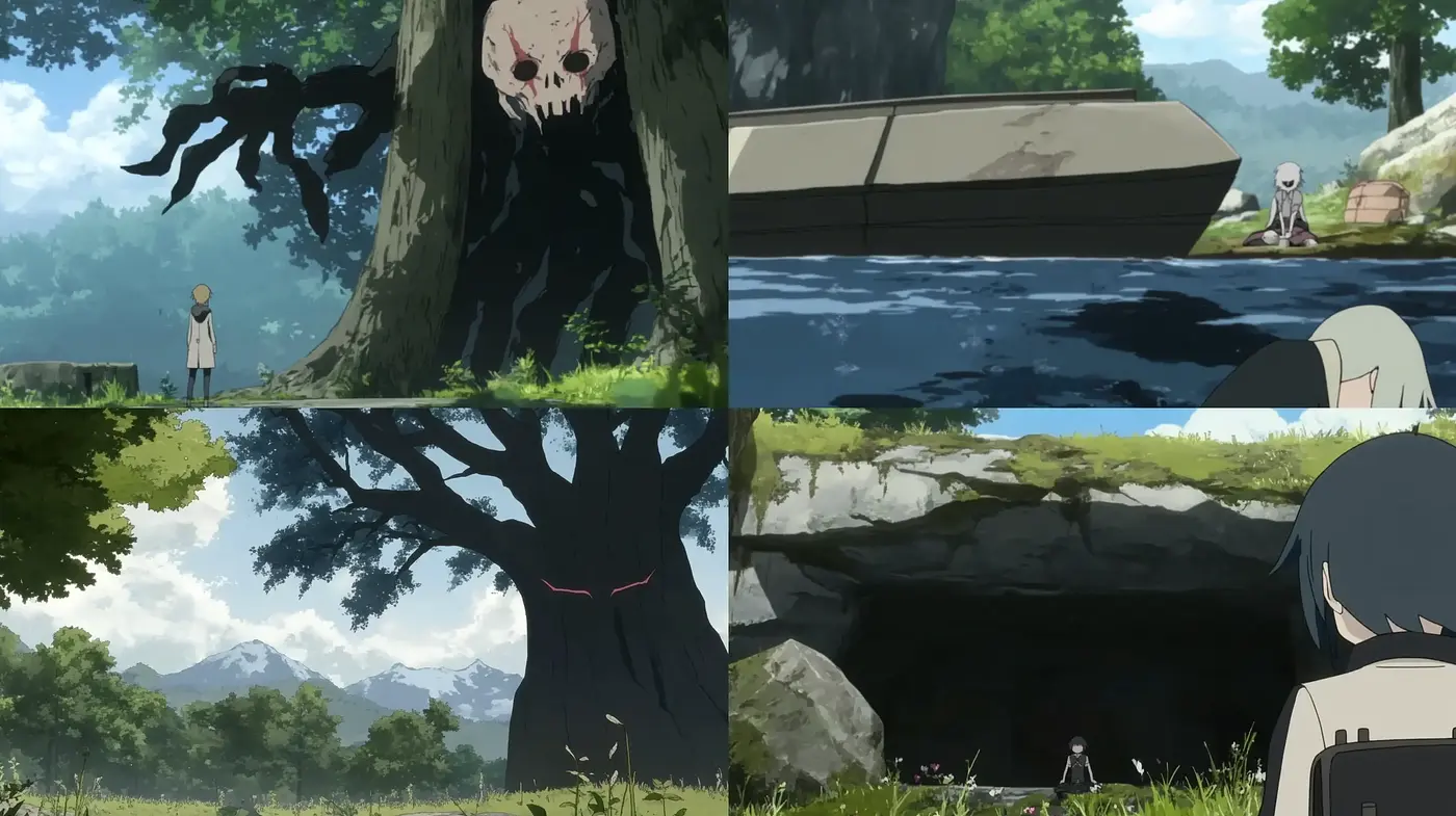 Serene and Mysterious Anime Scenic Ambience - Midjourney sref style