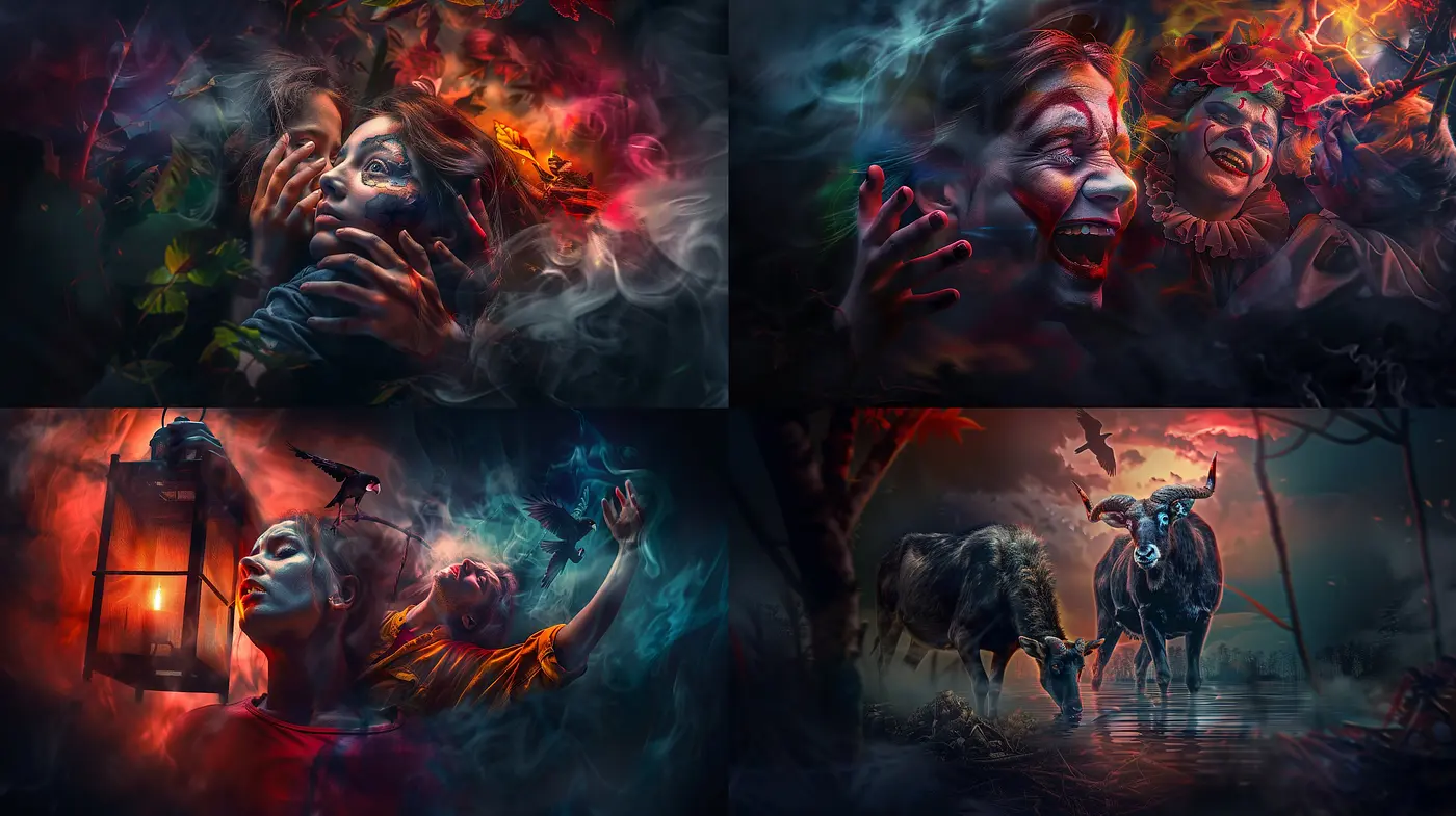 Ethereal Dreams in Saturated Hues: A Journey Through the Mystic and High-Contrast Realms - Midjourney sref style