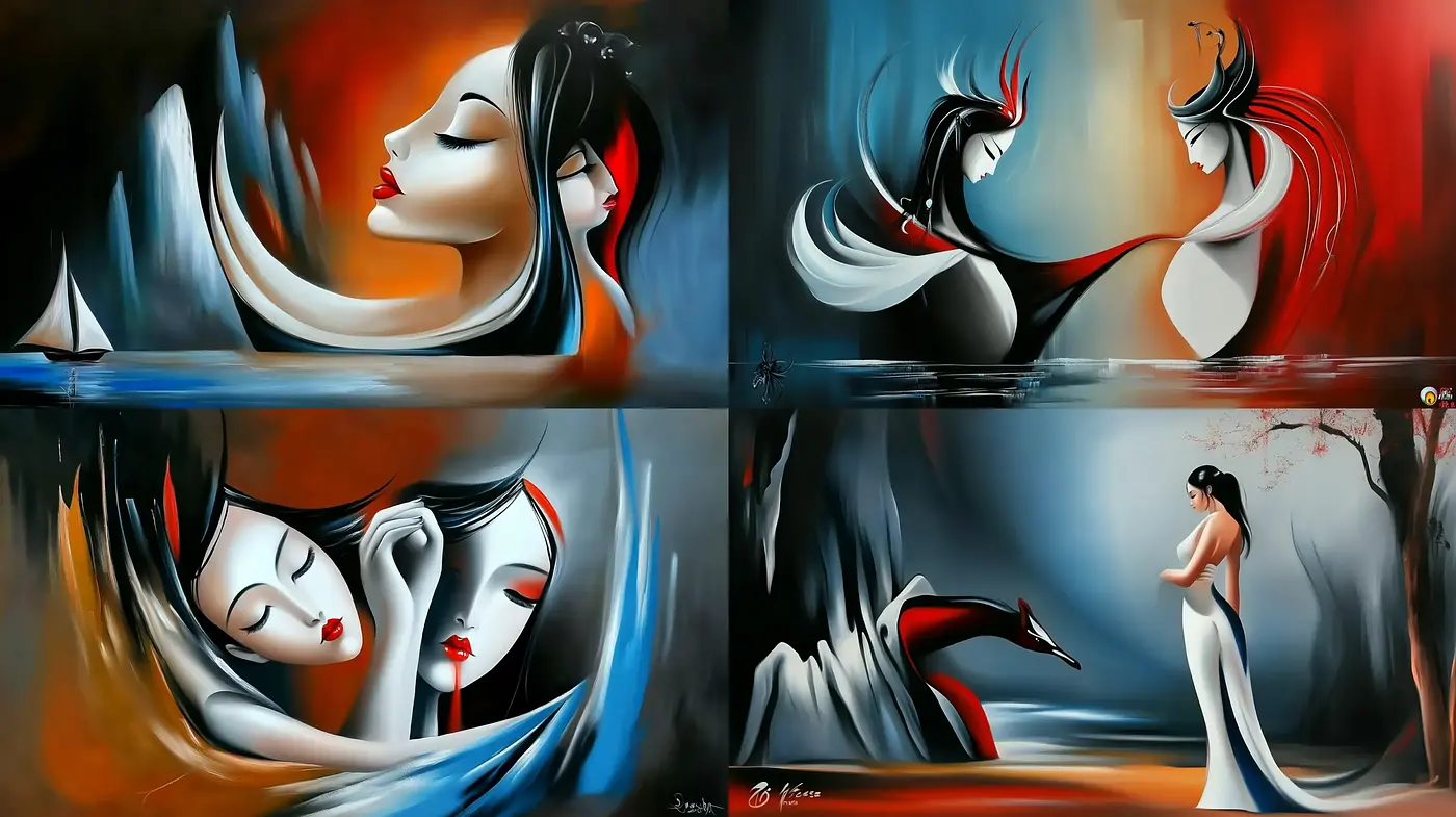 Ethereal Elegance in Surrealistic Contrast - Midjourney sref style
