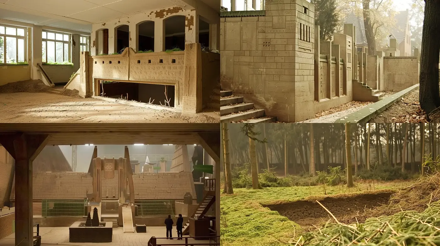 Desolate Elegance in Sepia: A Homage to Time-Standing Still in Architectural Decay - Midjourney sref style