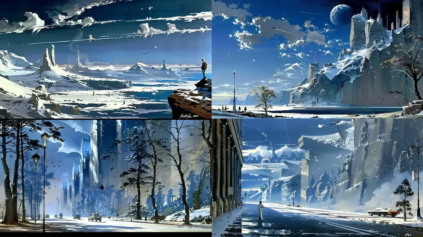 Futuristic Landscapes with Ethereal Atmosphere and Cinematic Depth - Midjourney sref style