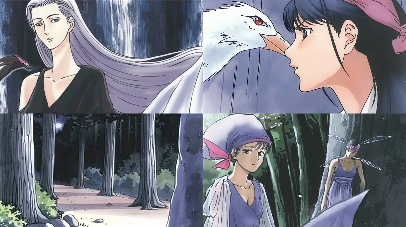 Enigmatic Elegance in Ethereal Forests: A Mystical Anime-Inspired Digital Tapestry - Midjourney sref style