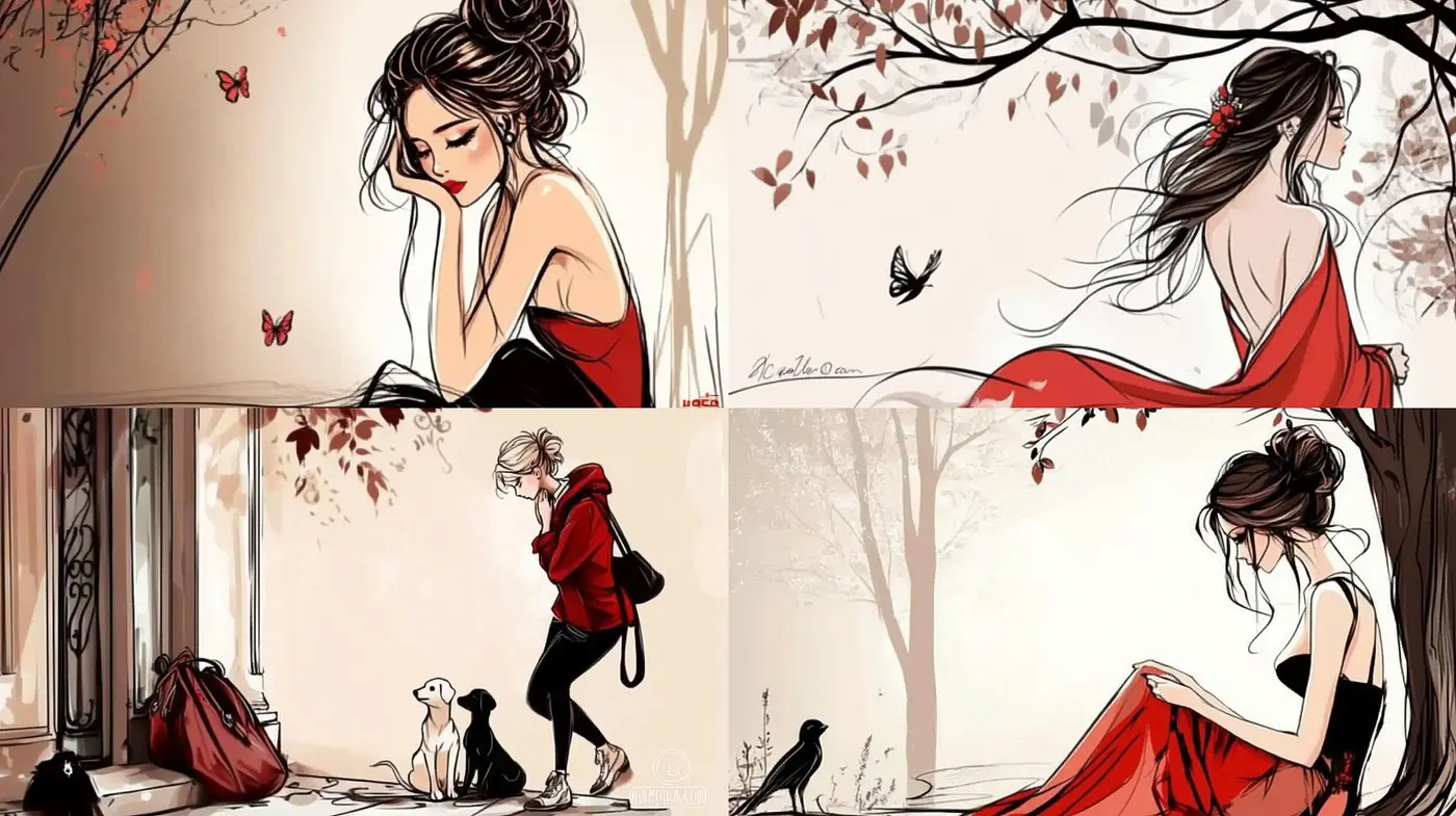Elegiac Autumn Strokes: A Whimsical Expression of Melancholic Grace - Midjourney sref style