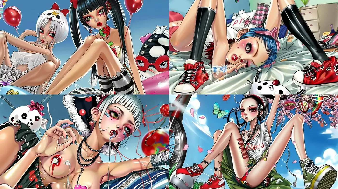 Pop Surrealism with a Glossy, Hyper-Realistic Aesthetic - Midjourney sref style