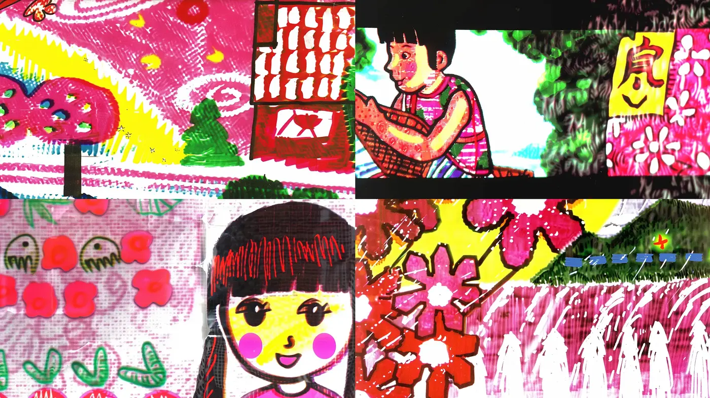 Whimsical Textural Collage with Vibrant Cartoonish Overtones - Midjourney sref style