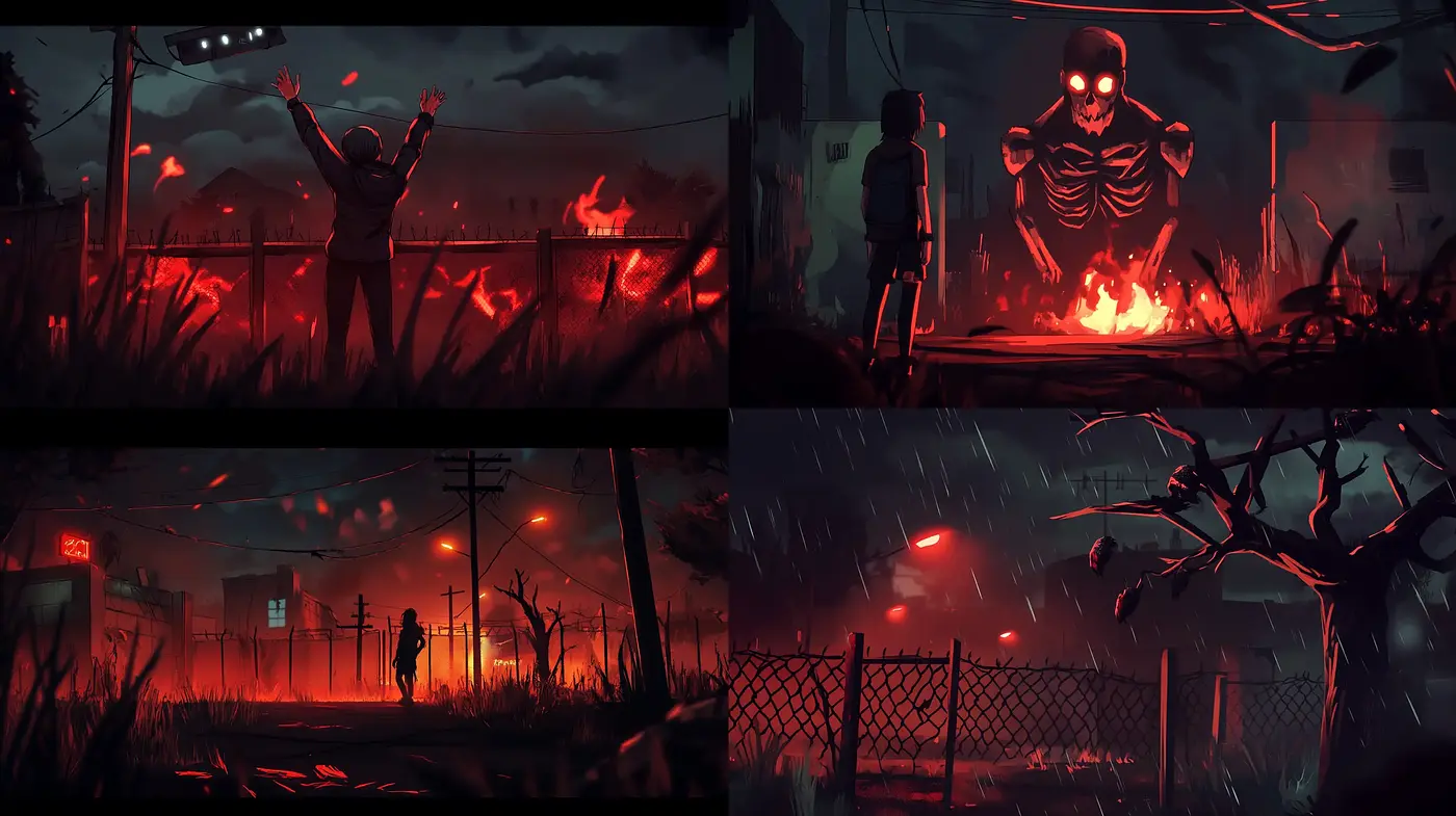 Dusk to Dawn: Apocalyptic Hues in a Digital Art Noir - Midjourney sref style