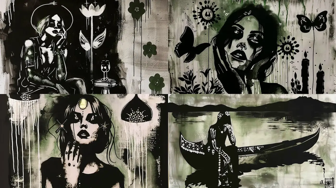 Expressive and emotive stylistic cohesion with a hint of surrealism - Midjourney sref style