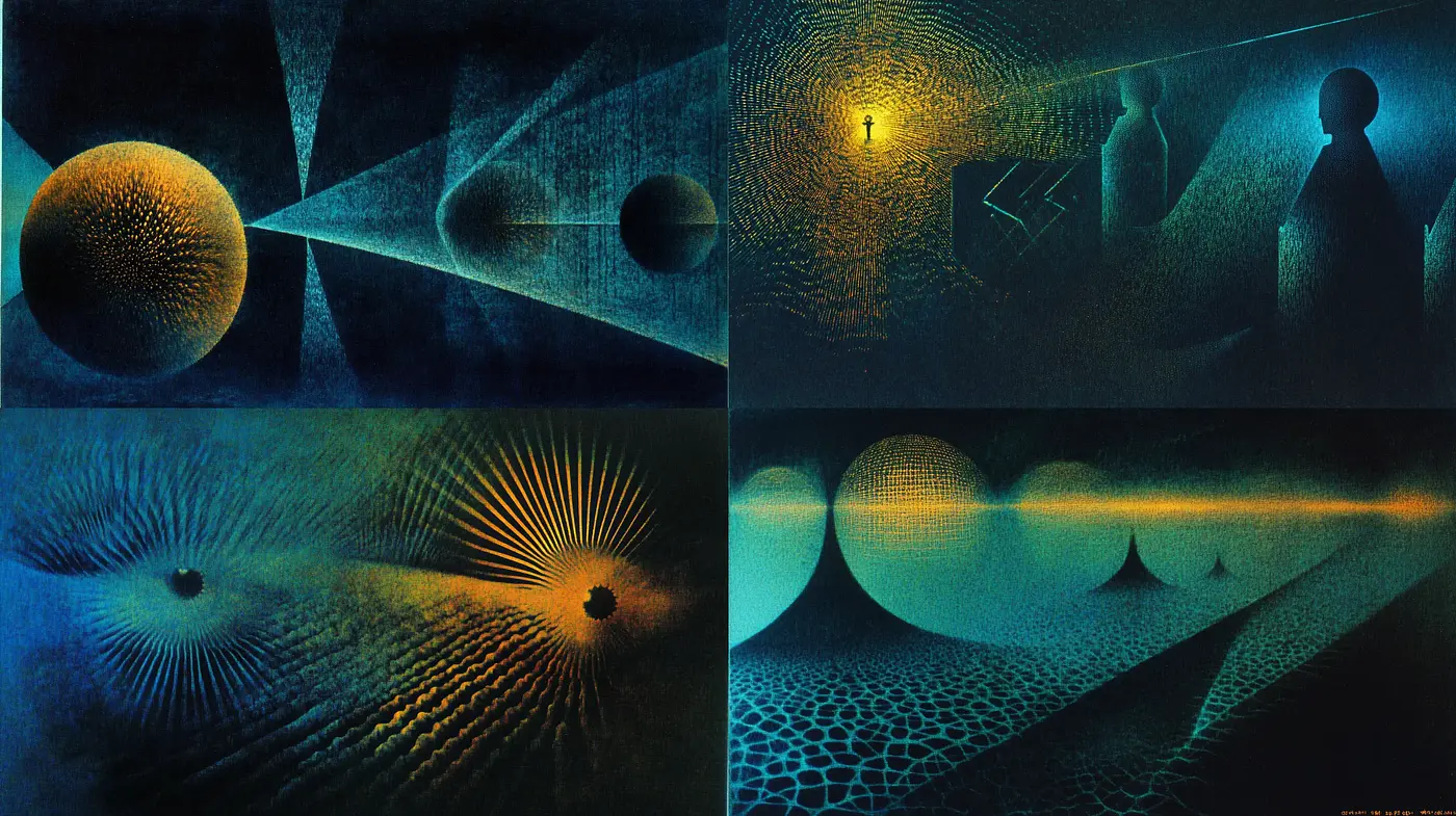Ethereal Cosmic Dreamscape in Blue Hues - Midjourney sref style