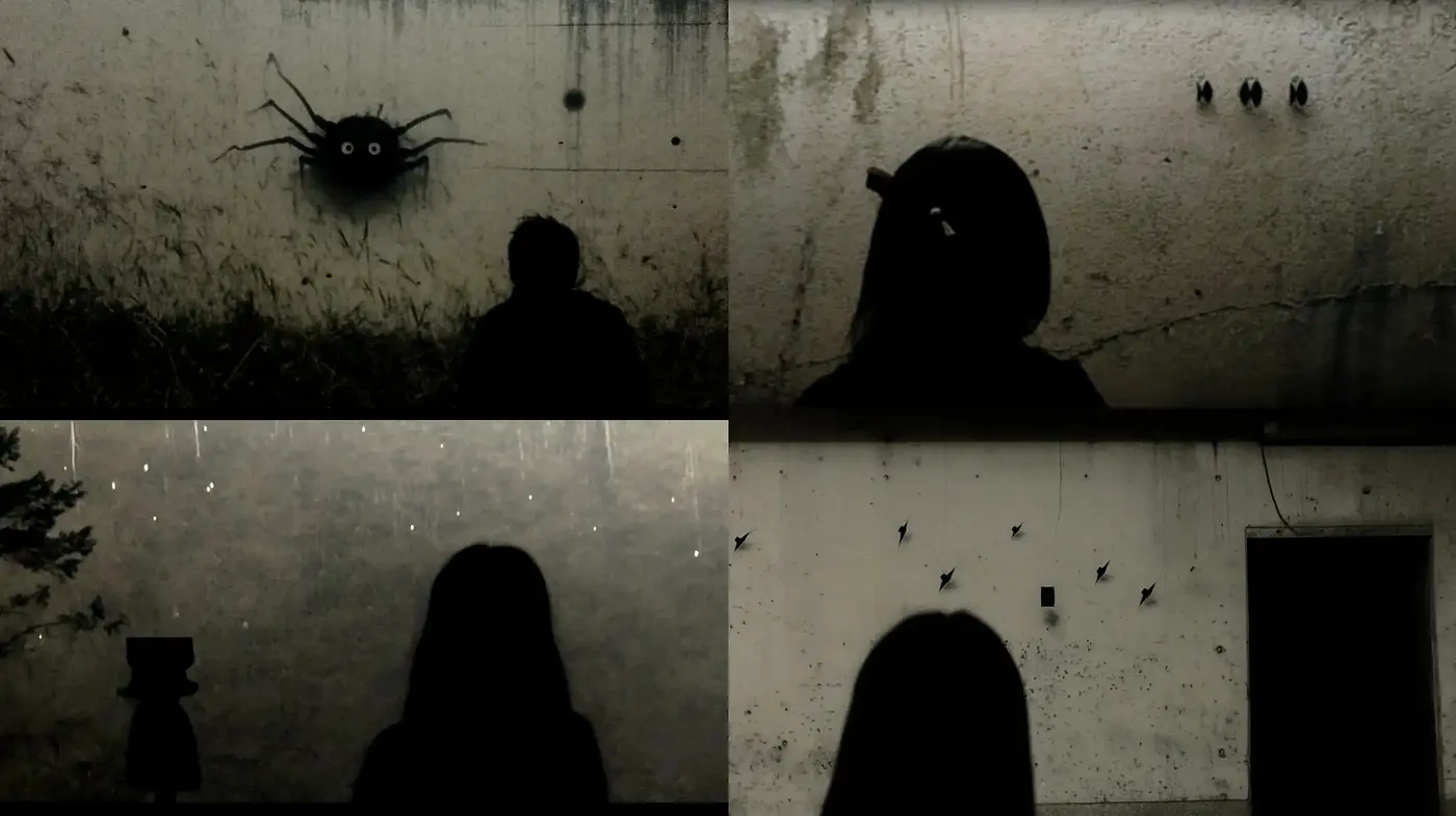 Silhouetted Figures Against Textured Monochrome Vignettes - Midjourney sref style