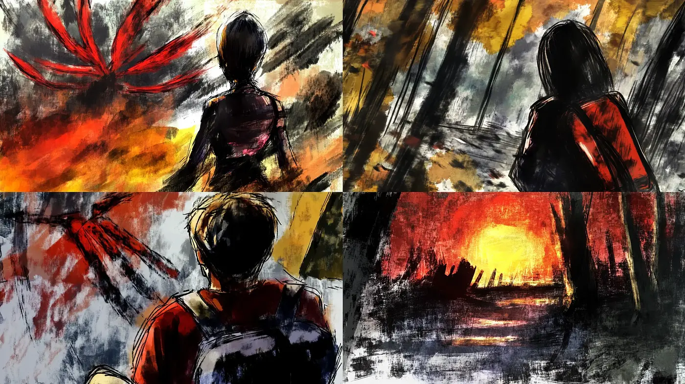 Dramatic Expressionist Brushwork Portraits Under an Ephemeral Sky - Midjourney sref style