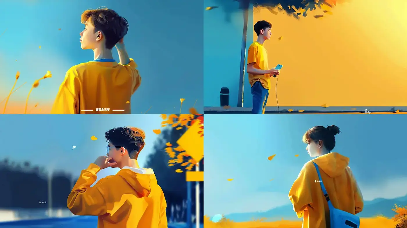 Vibrant Urban Youth in Dreamlike Landscapes - Midjourney sref style