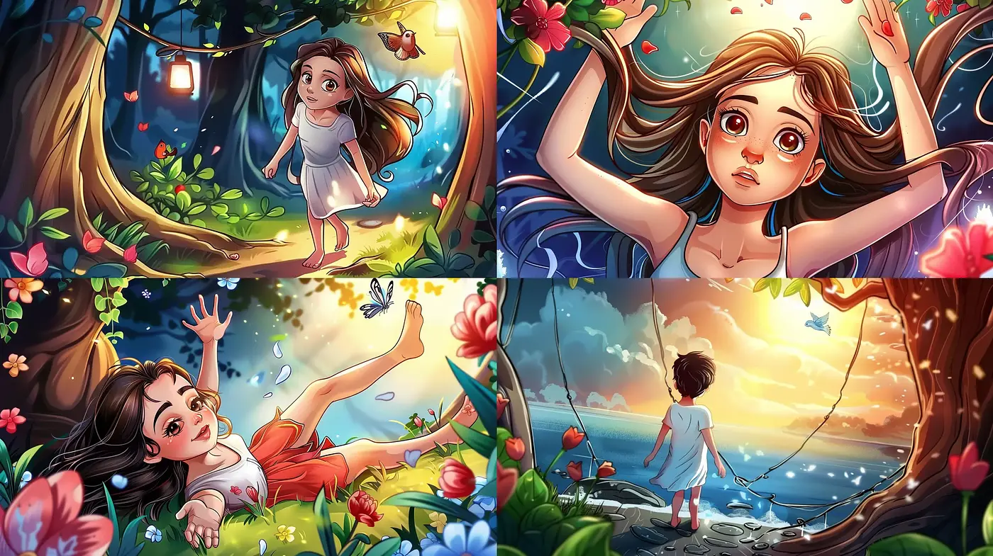 Enchanted Twilight Dreamscape: A Whimsical Fusion of Lush Nature and Ethereal Glow - Midjourney sref style