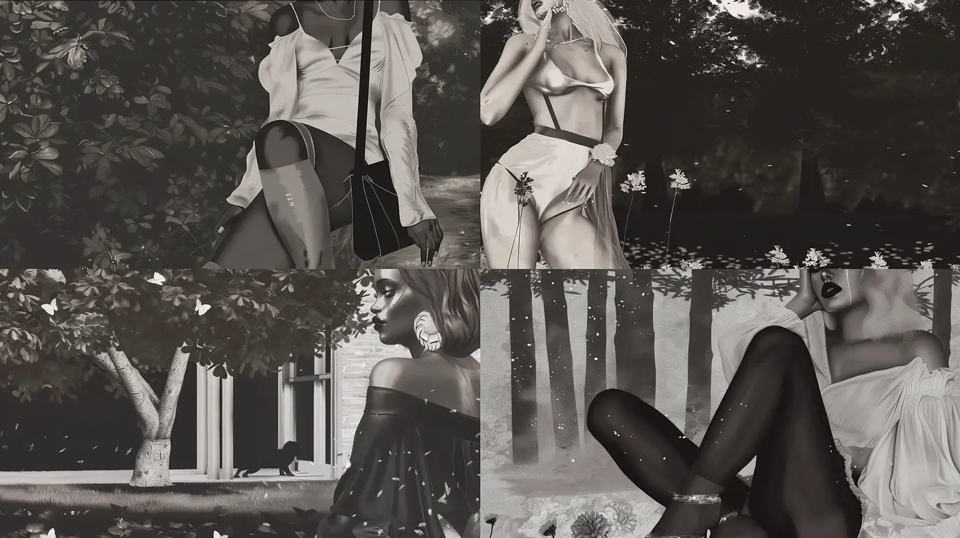 Monochromatic Nuances of Retro Elegance - Midjourney sref style