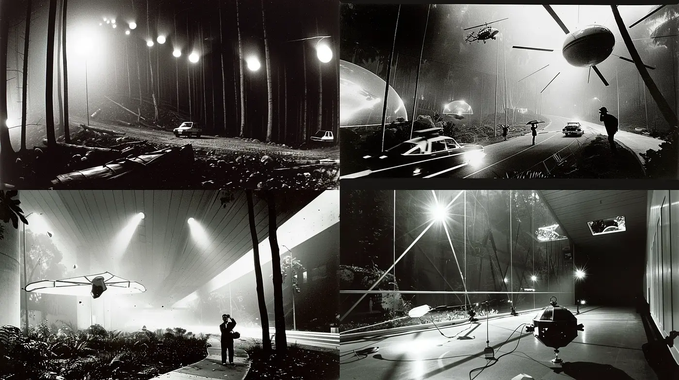 Monochromatic Noir Cinematic Visions in Contemplative Silence - Midjourney sref style