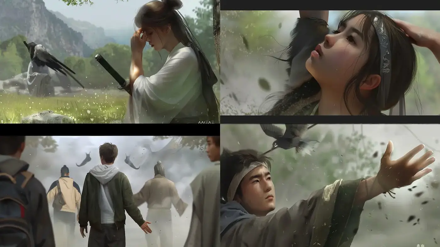 Serene and Mystical Depictions in a Fantasy Landscape - Midjourney sref style