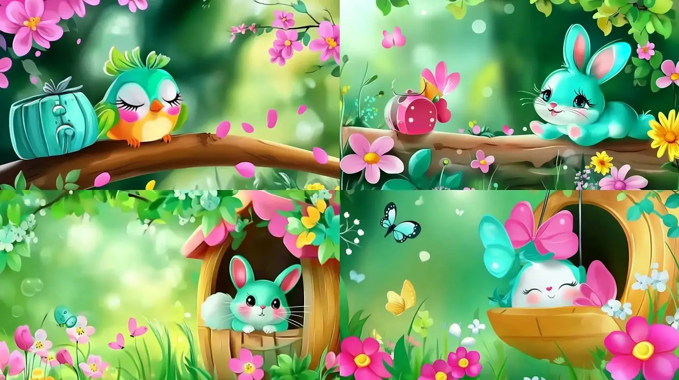 Enchanted Vibrant Garden: A Consistent Ethereal Whimsy in Digital Illustration - Midjourney sref style
