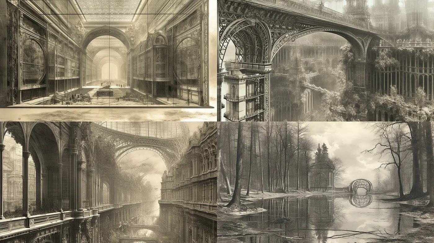Ethereal Sepia-Tinted Dreamscape: A Symphony of Vintage Elegance and Mysterious Grandeur - Midjourney sref style