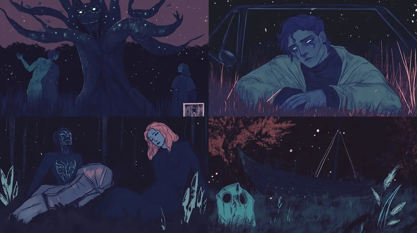 Nocturnal Whispers in a Mysterious Comic Book Universe - Midjourney sref style