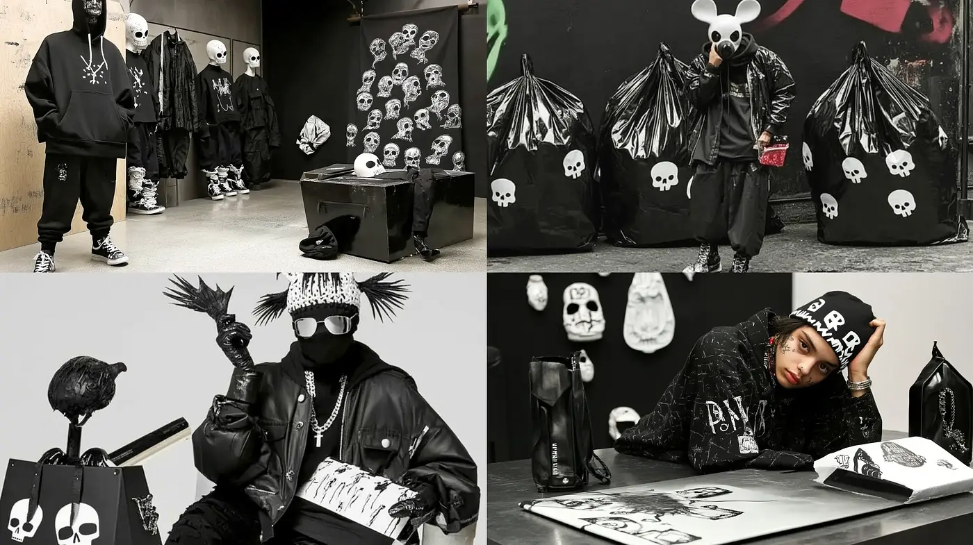 Urban Gothic Fusion with a Monochromatic Edge - Midjourney sref style