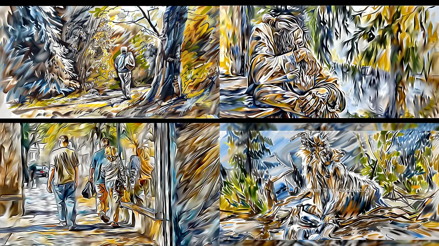 Dynamic Brushstroke Vignettes with an Expressionist Influence - Midjourney sref style
