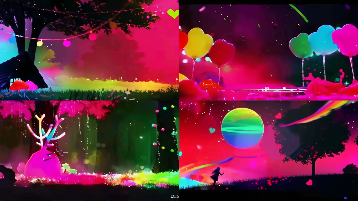Luminous Dreamscape Fusion of Vibrant Tones and Surreal Landscapes - Midjourney sref style