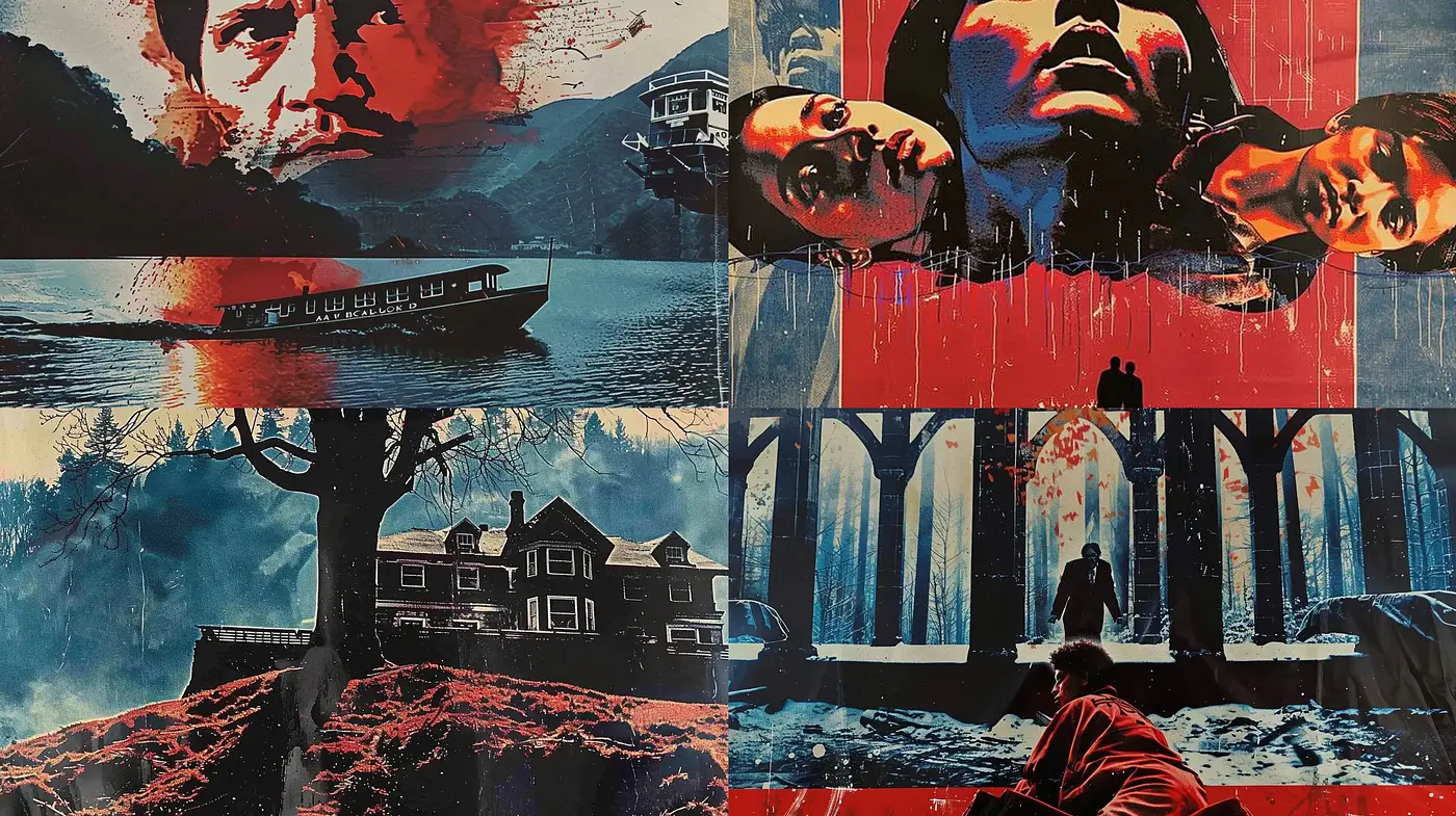Noir-Inspired Cinematic Collage with Expressionist Undertones - Midjourney sref style