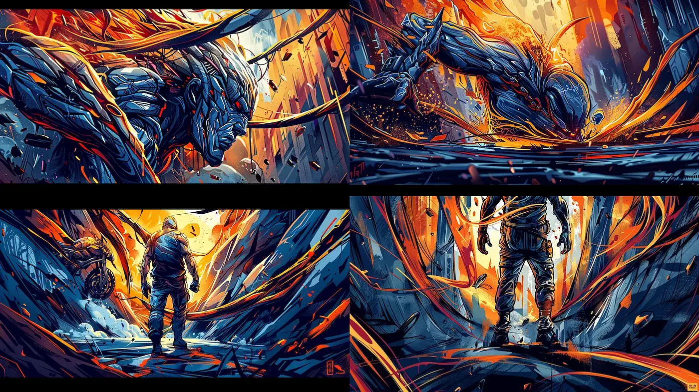 Dynamic and Vivid Digital Art with Elemental Themes - Midjourney sref style