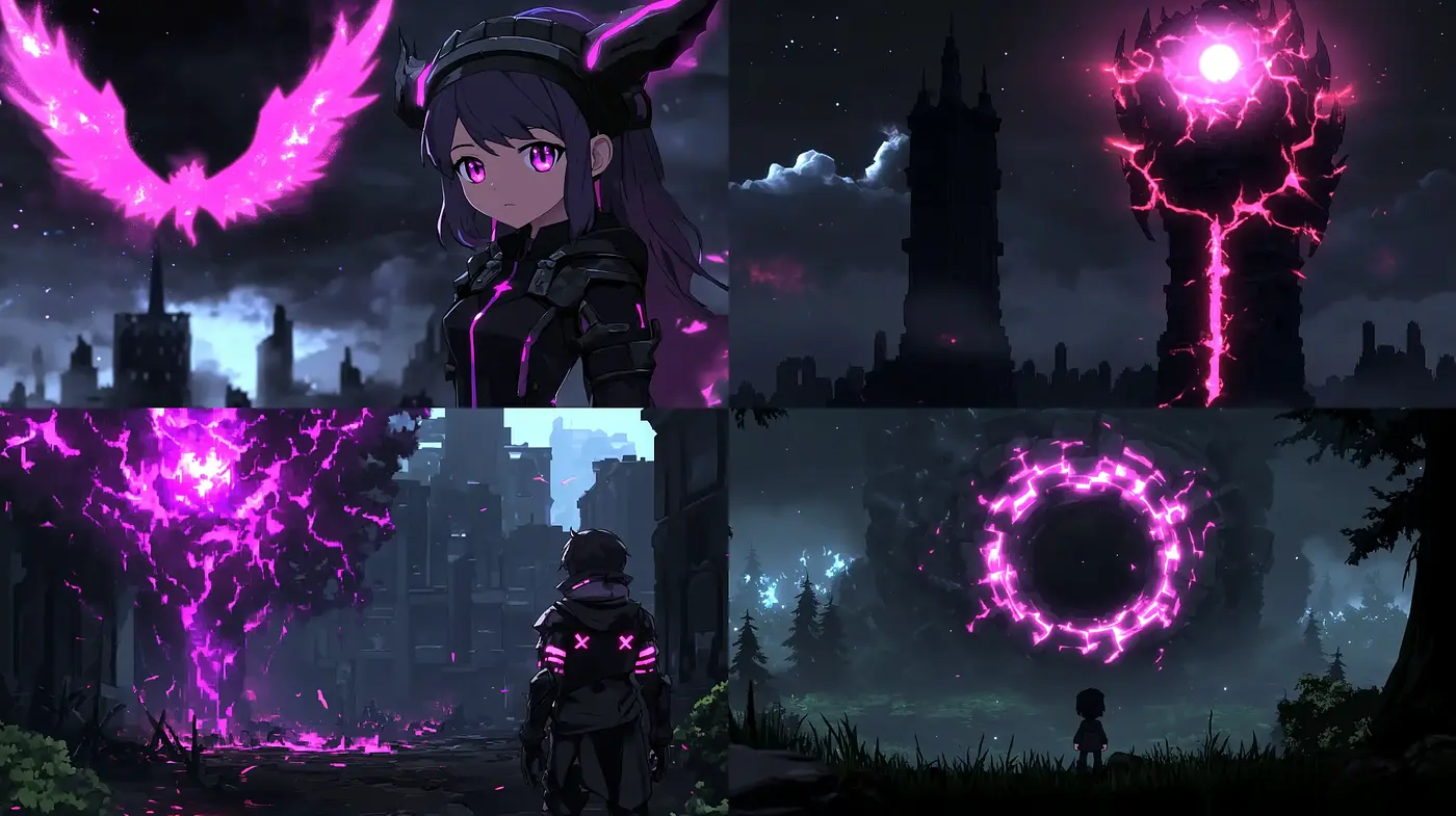 Nocturnal Cyberpunk Fantasy with Ethereal Neon Glows - Midjourney sref style