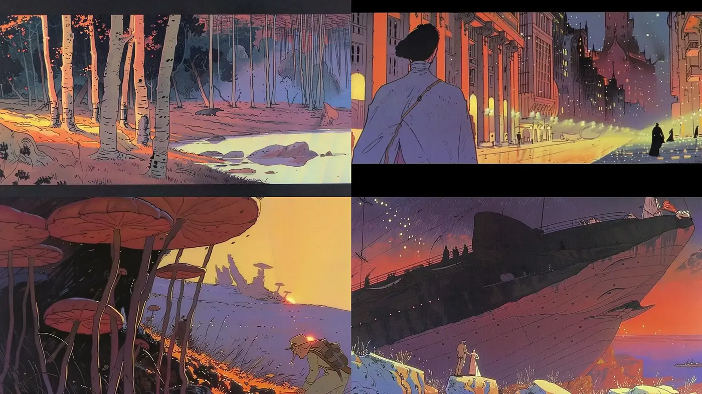 Dusk and Dawn Hues: A Homage to Surreal Storytelling - Midjourney sref style