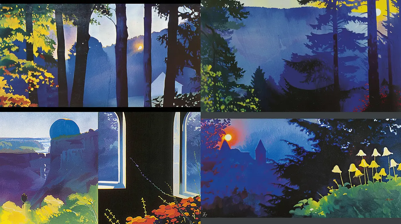Ethereal Luminance: A Journey Through Stylized Nature Vistas - Midjourney sref style