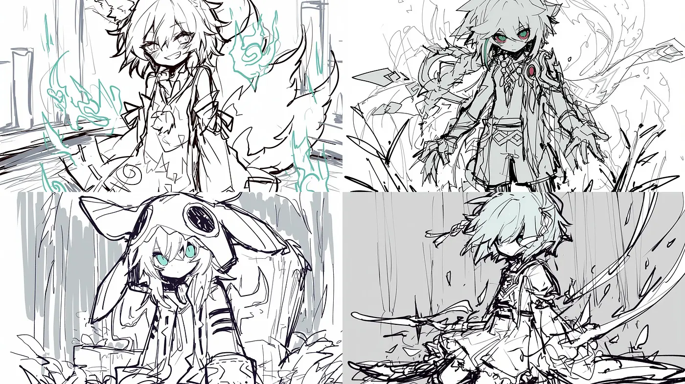 Ethereal Sketches of Fantasy: A Homogeneous Dream in Monochrome - Midjourney sref style