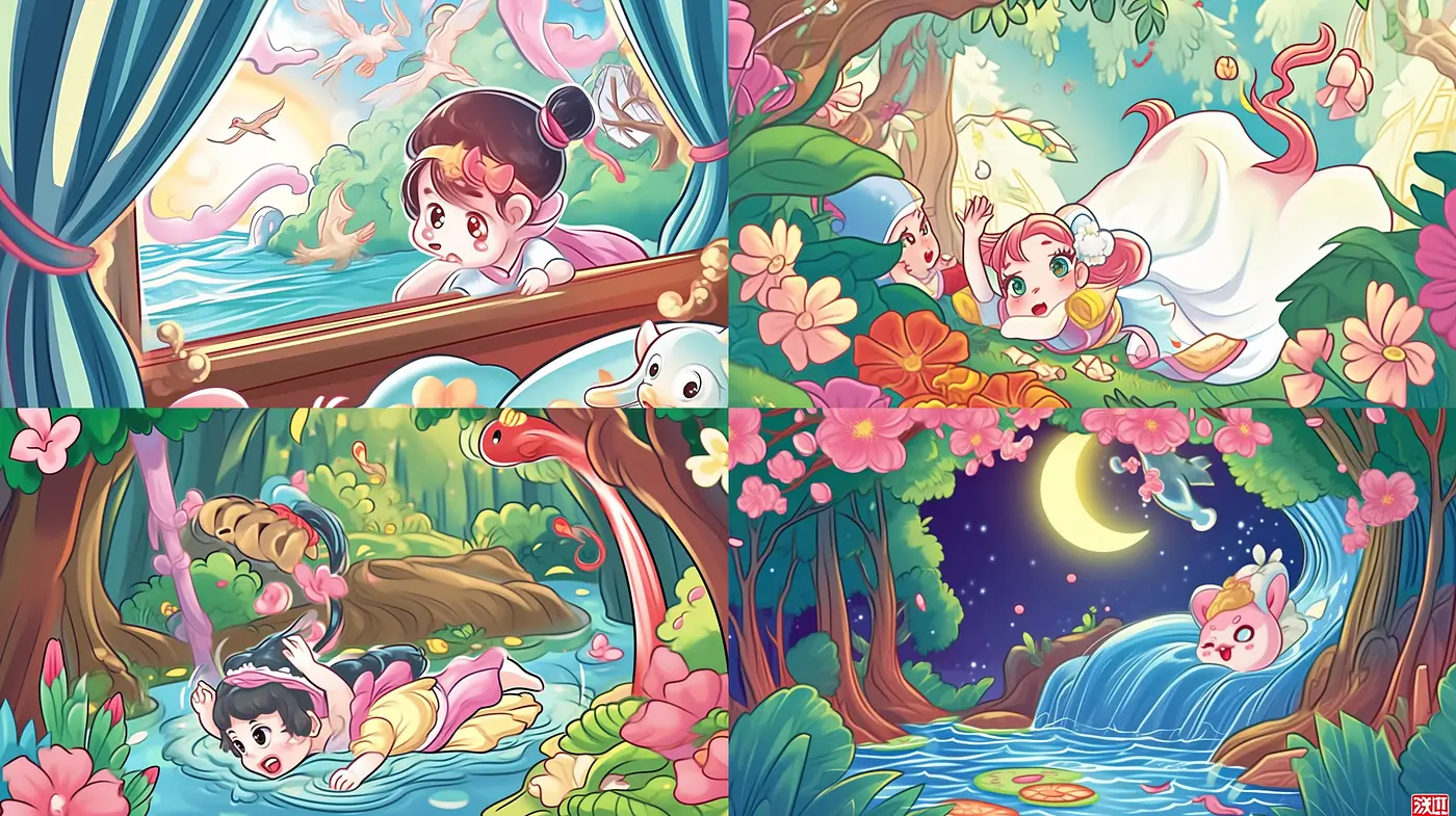 Enchanted Dreamscape: A Harmonious Blend of Vivid Nature and Whimsical Anime Influences - Midjourney sref style