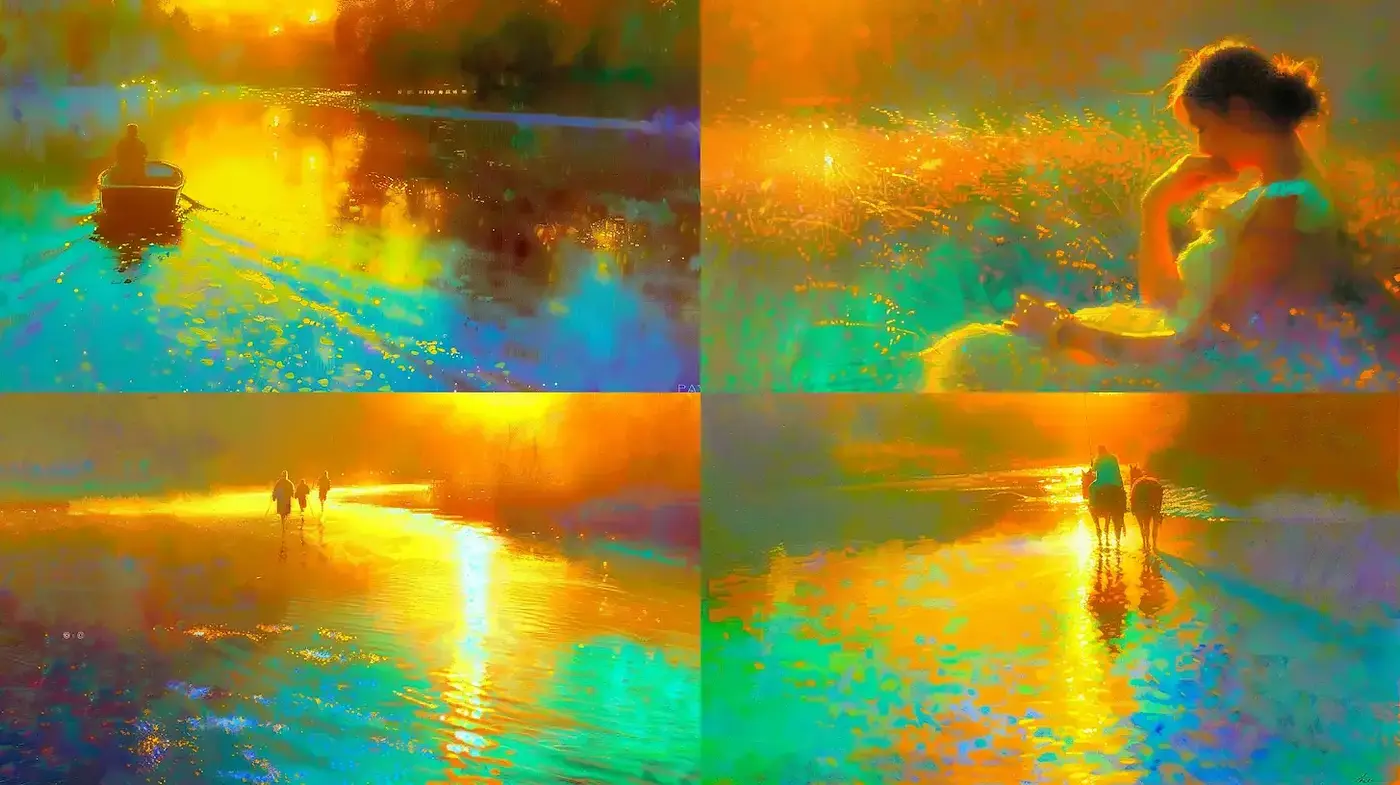 Vibrant Impressionistic Scenes with Ethereal Light - Midjourney sref style