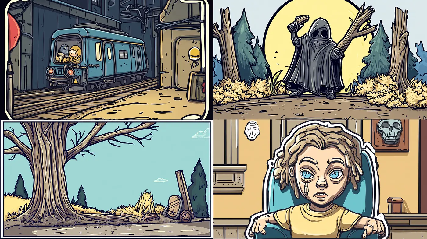 Whimsical and Stylized Illustrations with a Dark Undertone - Midjourney sref style