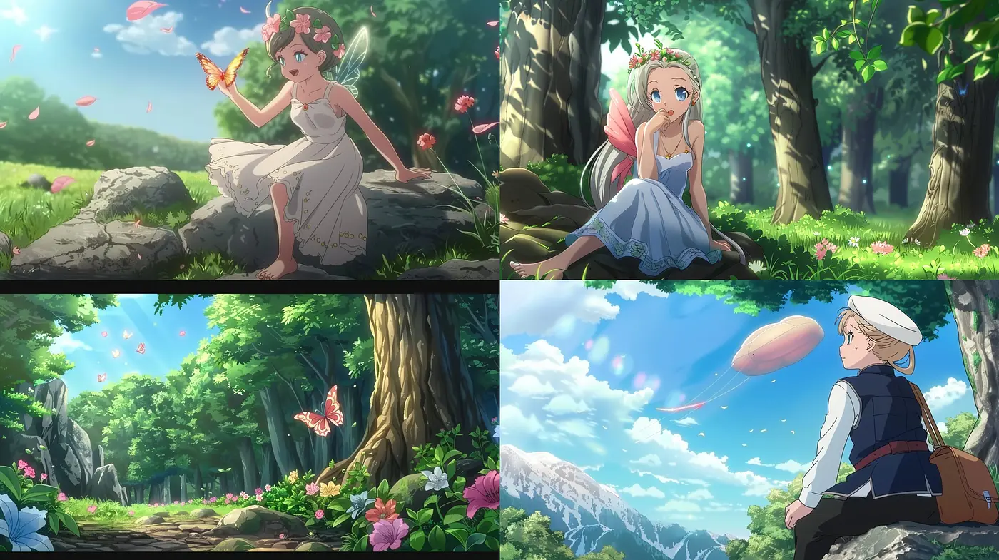 Ethereal Anime-Inspired Pastoral Scenes with Lush Color Harmonies - Midjourney sref style