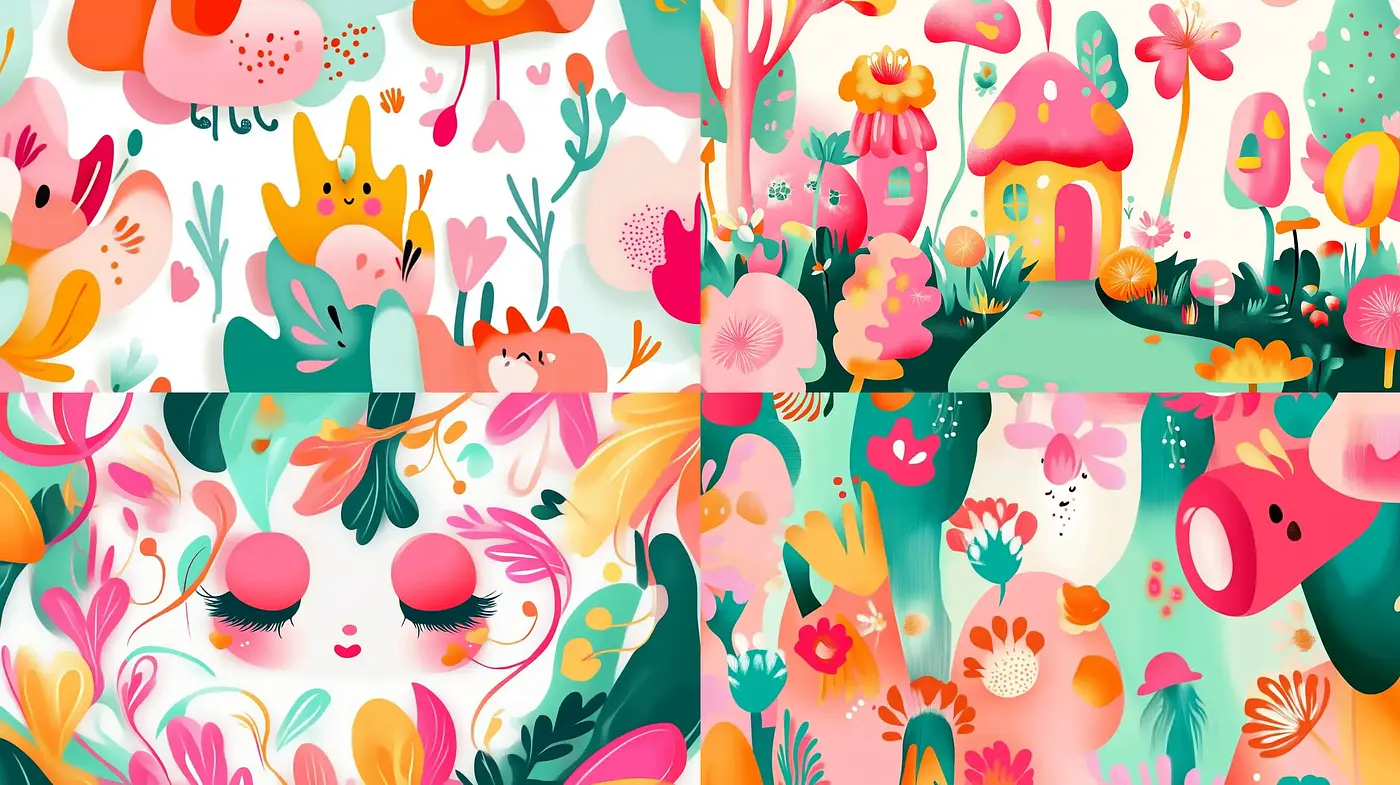 Enchanting Whimsy: A Festive Exploration of Vivid Colors and Playful Forms - Midjourney sref style